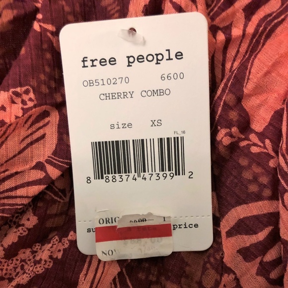 NWT Free People Red & Orange Cut Out Top - Picture 7 of 7